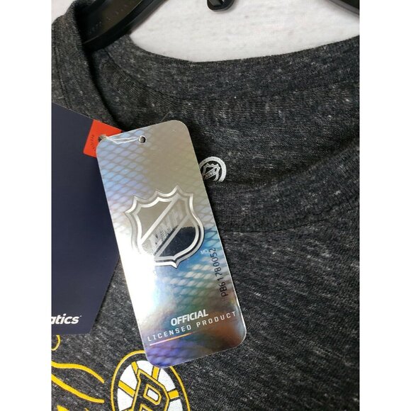 Men's Bean Town Fanatics Polyester Cotton Boston Bruins Gray T-Shirt with Yellow - Picture 6 of 9